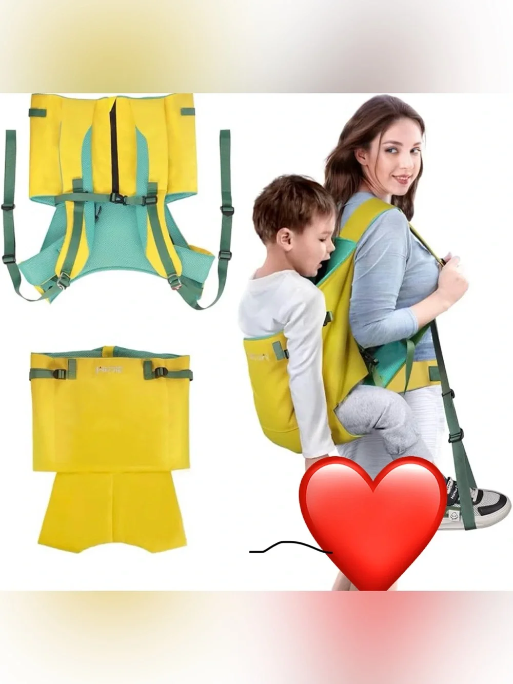 Hiking Child Carrier Backpack - Yellow Green Toddler Sling